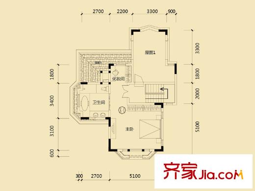 保利香檳國際K-1戶型2層 2室1衛(wèi)