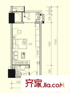 山水灣S06L戶型 1室1廳1衛(wèi)1廚