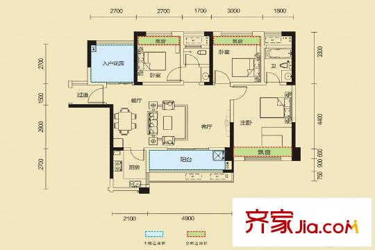 家和院6、12號棟C-2戶型 3室2廳1衛(wèi)1廚