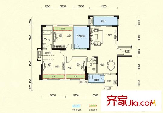 家和院12號棟D-3戶型 3室2廳2衛(wèi)1廚