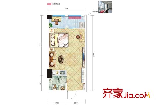 濱江國(guó)際城1號(hào)棟06/08/17/20/21戶(hù)型 1室1廳1衛(wèi)1廚
