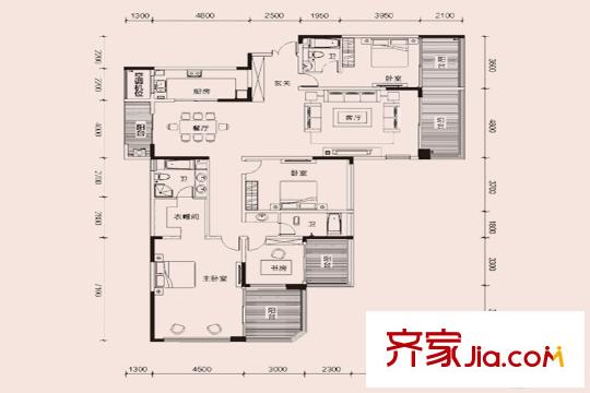 恩瑞御西湖A5戶型 4室2廳3衛(wèi)1廚