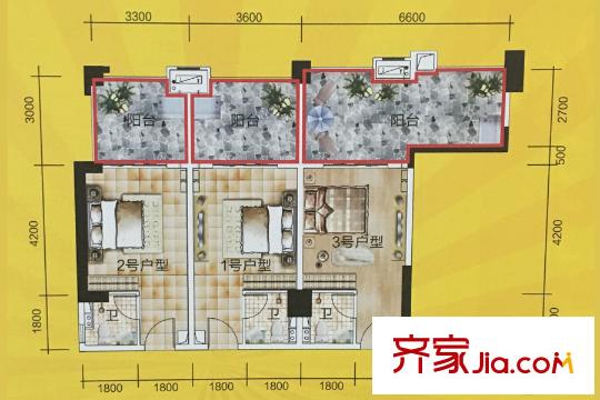 塞納公館3號棟01、02、03號戶型 1室1衛(wèi)