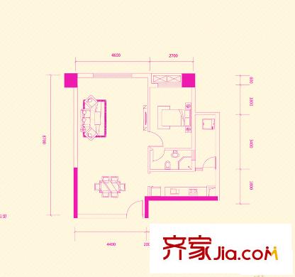 中房F聯(lián)邦2-02.03.16.17戶型 1室2廳1衛(wèi)