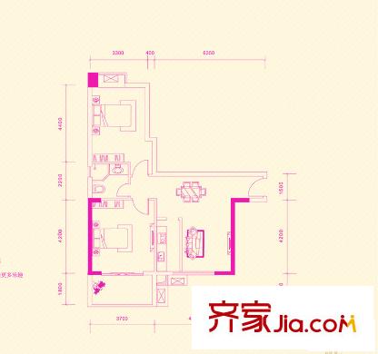 中房F聯(lián)邦1-07.09戶型 2室2廳1衛(wèi)