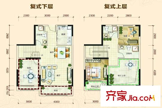 電建地產(chǎn)星湖灣D1-3戶型 2室2廳3衛(wèi)1廚