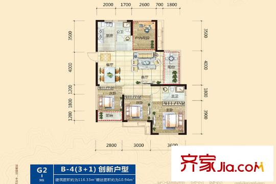 電建地產(chǎn)星湖灣B-4戶型 4室2廳2衛(wèi)1廚