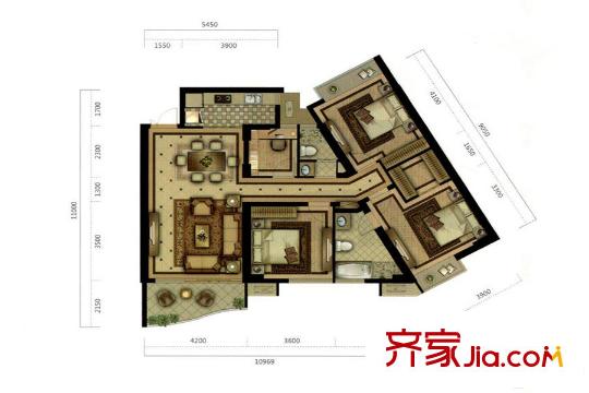 天祥水晶灣B戶(hù)型 4室2廳2衛(wèi)1廚
