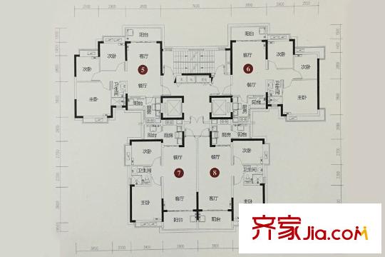 恒大雅苑71棟、67號(hào)棟戶型平面圖 3室2廳1衛(wèi)1廚