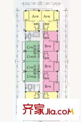 中國鐵建山語城城果全能公寓2層戶型平面圖 1室1廳1衛(wèi)1廚