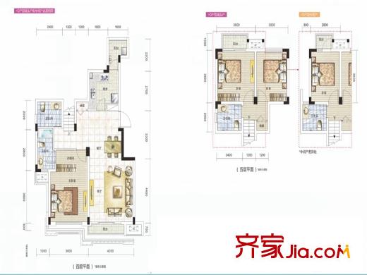 合能洋湖公館二期二期7-9號棟D戶型 3室2廳3衛(wèi)1廚