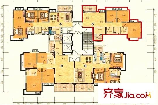 恒大雅苑38號(hào)棟02戶型 3室2廳2衛(wèi)1廚