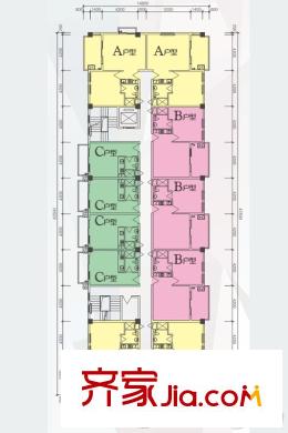 中國鐵建山語城城果全能公寓3層戶型平面圖 1室1廳1衛(wèi)1廚