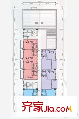 中國鐵建山語城城果全能公寓4層戶型平面圖 1室1廳1衛(wèi)1廚