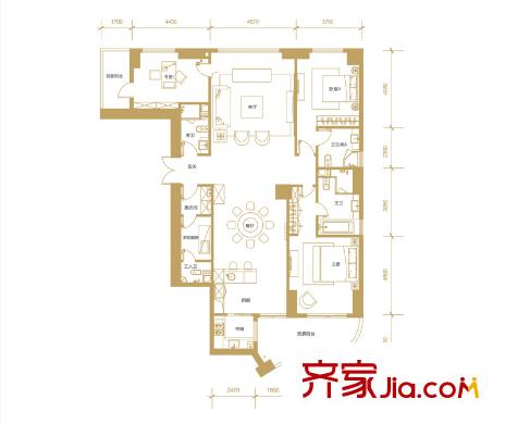 華遠華中心A3戶型 4室2廳4衛(wèi)2廚