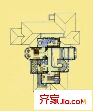綠城青竹園P3二層平面圖 5室3廳2衛(wèi)1廚