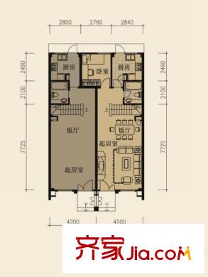 盈峰翠邸d2戶(hù)型下戶(hù)一層 3室2廳2衛(wèi)