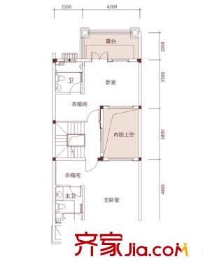 深業(yè)堤亞納灣二期聯(lián)排T3二層 2室2廳3衛(wèi)1廚