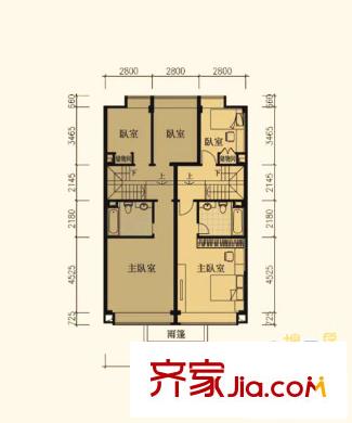 盈峰翠邸疊加別墅（D1型）下戶(hù)二層 3室2廳2衛(wèi)