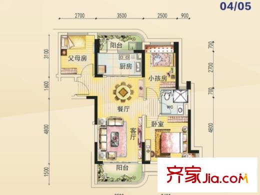 碧桂園山湖城山湖灣J475T 04/05戶型 3室2廳1衛(wèi)1廚