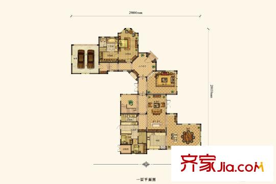 綠城青竹園58、63棟B2戶型一層 3室4廳2衛(wèi)2廚