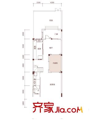 深業(yè)堤亞納灣二期聯(lián)排T3首層 2室2廳3衛(wèi)1廚