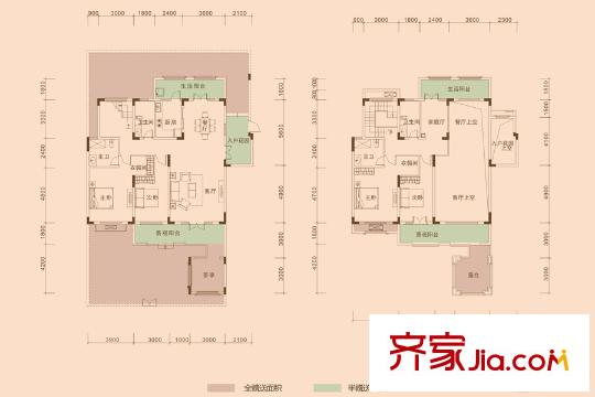 深業(yè)堤亞納灣三期6、7號(hào)棟B-1戶型 2室2廳2衛(wèi)1廚