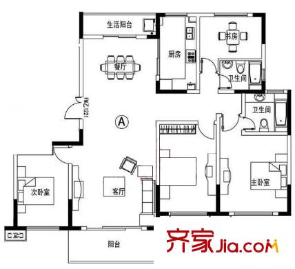 中铁汇苑 4居室 户型图