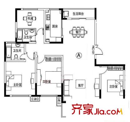 中鐵匯苑 4居室 戶型圖