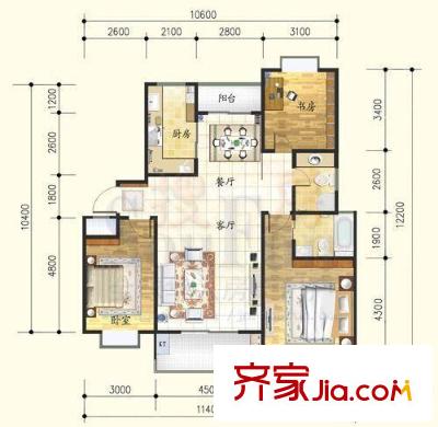中铁汇苑 3居室 户型图