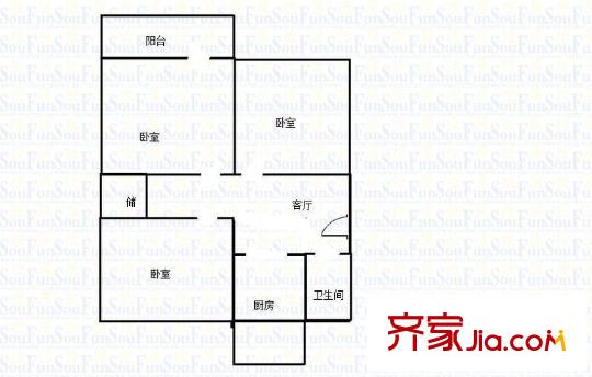 交校路路橋集團(tuán)宿舍 3室 戶型圖
