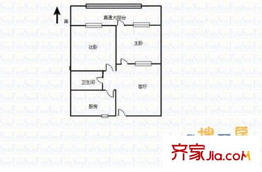 漿水泉路中建八局宿舍 2室 戶(hù)型圖