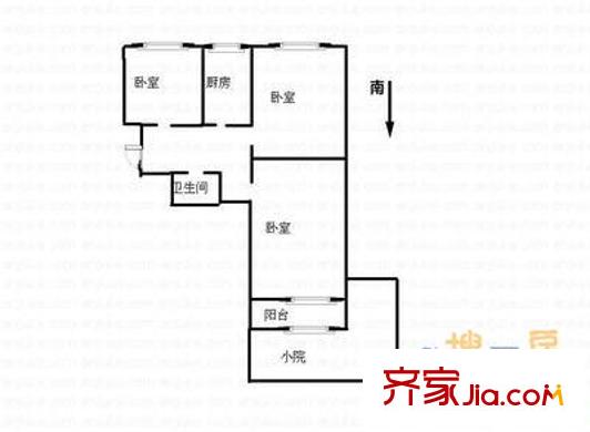 漿水泉路中建八局宿舍 3室 戶(hù)型圖