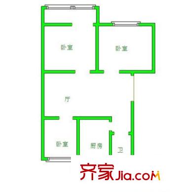 漿水泉路中建八局宿舍 3室 戶(hù)型圖