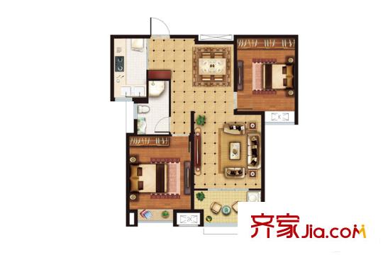 重汽翡翠雅郡7#樓10#樓D戶型 2室2廳1衛(wèi)1廚