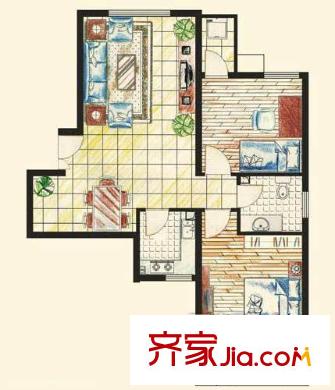 陽光山水 2居室 戶型圖
