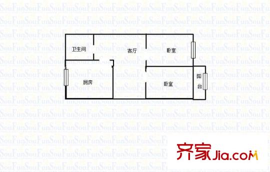 七里山小區(qū) 2室 戶(hù)型圖