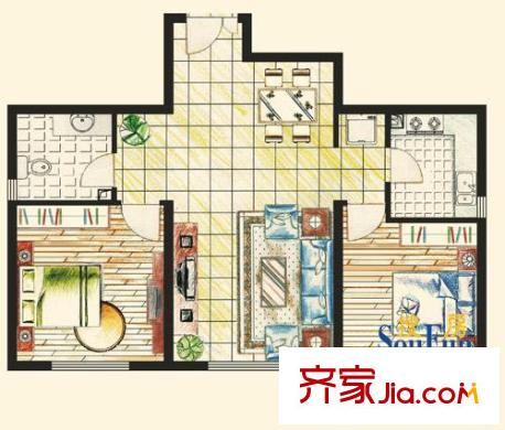 陽光山水戶型圖金領(lǐng)兩室 2室2廳1衛(wèi)