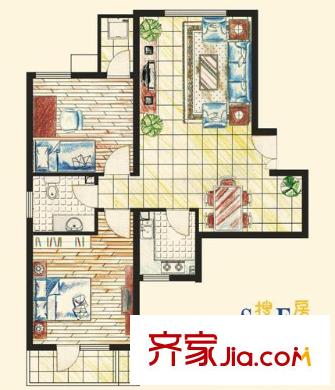 陽光山水戶型圖精英兩室 2室2廳