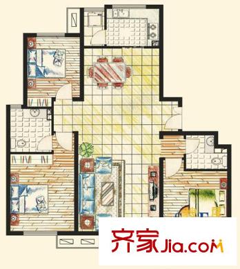 陽光山水戶型圖新貴三室 3室2廳2衛(wèi)