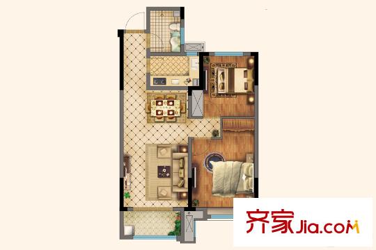 山鋼?新天地7#樓A2戶型 2室2廳1衛(wèi)1廚