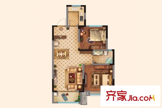 山鋼?新天地8#樓B3戶型圖 2室2廳1衛(wèi)1廚
