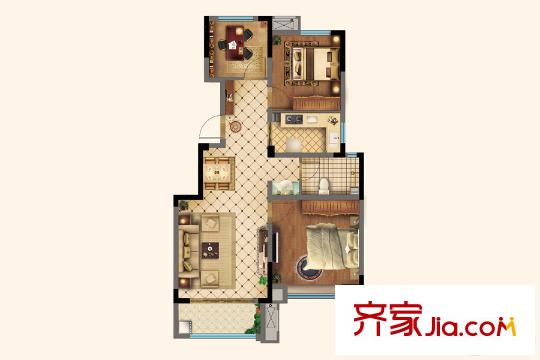 山鋼?新天地5#樓C2戶型 3室2廳1衛(wèi)1廚