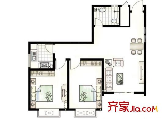 新徐印象戶型圖戶型1-B 2室2廳1衛(wèi)