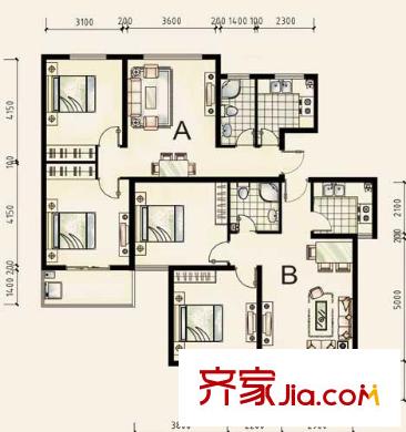 新徐印象戶型圖2期展板-戶型AB 