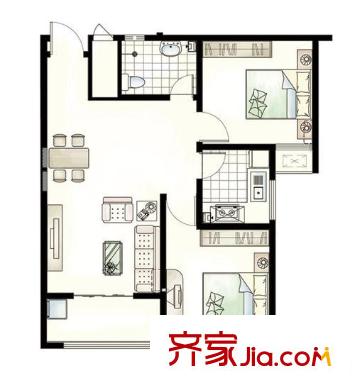 新徐印象戶型圖D戶型 2室2廳1衛(wèi)