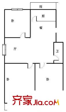 營市西街單位宿舍 3室 戶型圖