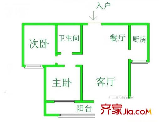 永大清華園 2居室 戶型圖