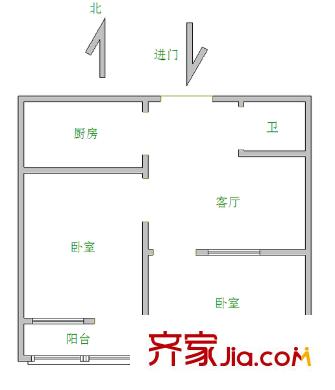 營市西街單位宿舍 2室 戶型圖