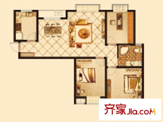 尚品清河戶型圖T戶型 3室2廳1衛(wèi)
